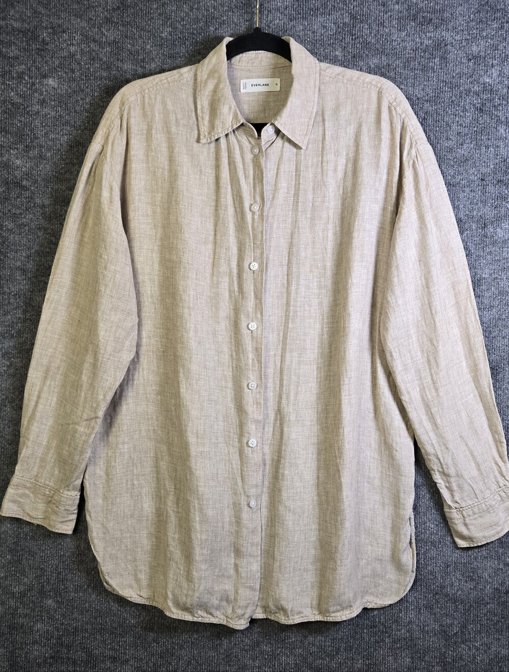 Everlane Shirt Womens M Tan Oatmeal Flax Linen Oversized Button Up